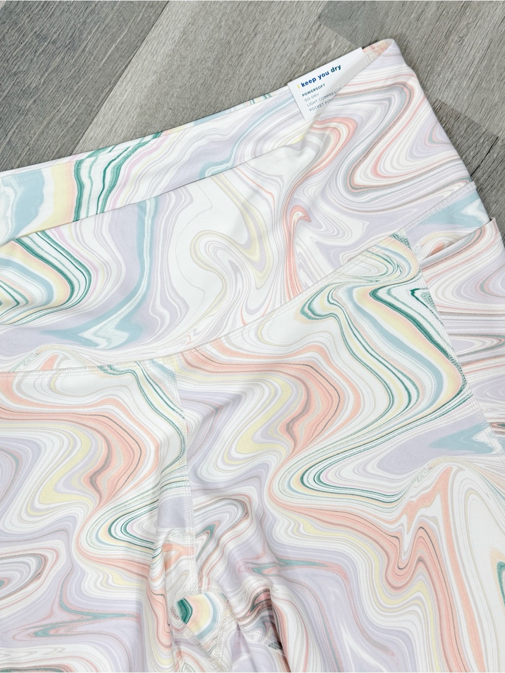 Old Navy High Waisted PowerSoft Side Pocket Leggings Pastel Marbled Swirl XXL - Picture 4 of 12